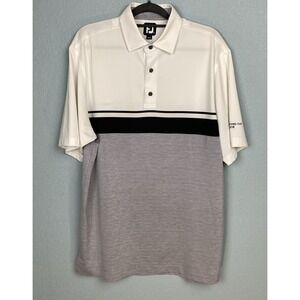 Footjoy Mens Polo Size‎ L Color Block Gray, Black and White Golf Waterford Cup